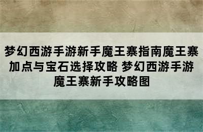 梦幻西游手游新手魔王寨指南魔王寨加点与宝石选择攻略 梦幻西游手游魔王寨新手攻略图